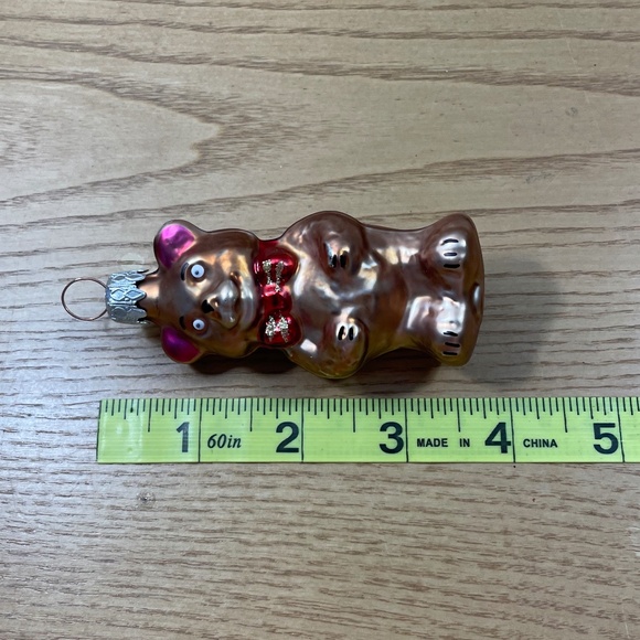 Vtg Inge Glas Christmas Ornament German Brown Bear Hand Blown Glass Hand Painted - Picture 6 of 7